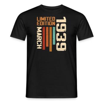 March 1939 Birthday 1939 Retro 1939 March - Men's T-Shirt - black - Front - AI Model Male 178 light (178cm)