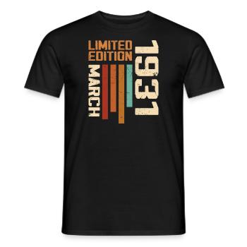 March 1931 Birthday 1931 Retro 1931 March - Men's T-Shirt - black - Front - AI Model Male 178 light (178cm)