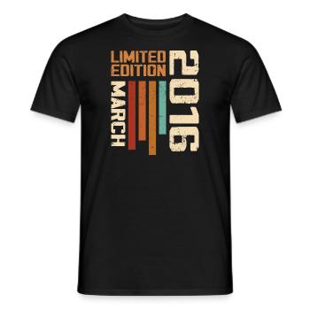 Mars 2016 Anniversaire 2016 Retro 2016 Mars - T-shirt homme - noir - Devant - AI Model Male 178 light (178cm)