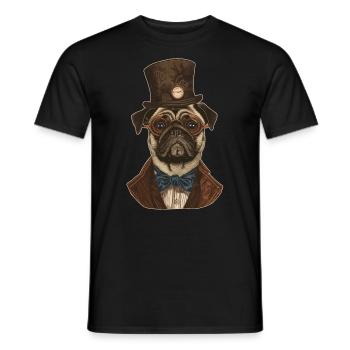 Steampunk Mops - Männer T-Shirt - Schwarz - Vorne - AI Model Male 178 light (178cm)