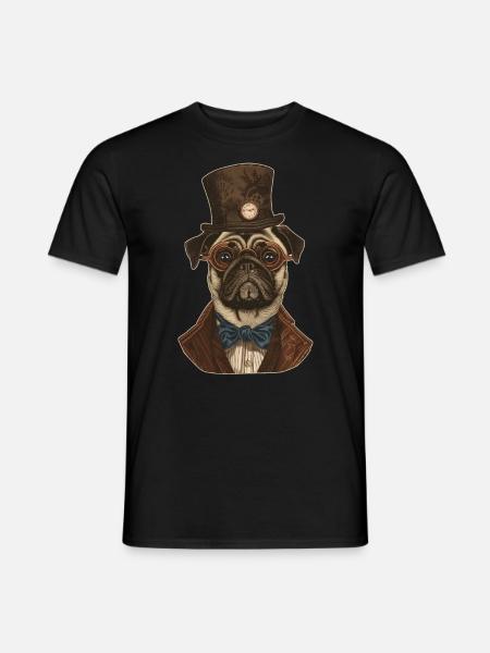 Steampunk Mops - Männer T-Shirt - Schwarz