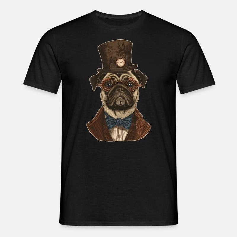 Steampunk Mops - Männer T-Shirt - Schwarz