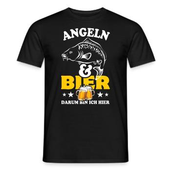 Angeln und Bier darum bin ich hier - Karpfen - Männer T-Shirt - Schwarz - Vorne - AI Model Male 178 light (178cm)