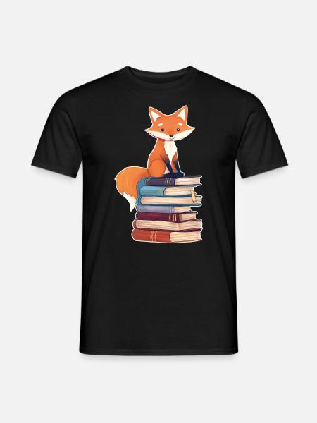 Fox on stack of books - Men's T-Shirt - black