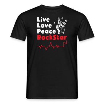Vivre Amour Paix Rockstars - T-shirt homme - noir - Devant - AI Model Male 178 light (178cm)