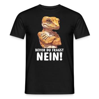 Gecko Reptile Lizard Before You Ask No - Men's T-Shirt - black - Front - AI Model Male 178 light (178cm)
