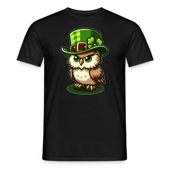 Süße St. Patrick's Day Eule mit Zylinder - Männer T-Shirt - Schwarz - Vorne - AI Model Male 178 light (178cm)