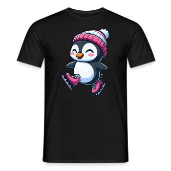 Cute Cartoon Penguin Skating Figure Skating - Men's T-Shirt - black - Front - AI Model Male 178 light (178cm)