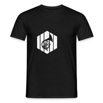 Horn player French horn - Men's T-Shirt - black - Front - AI Model Male 178 light (178cm)
