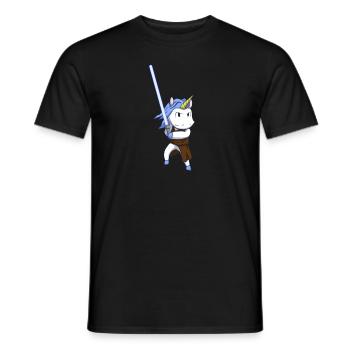 Space Unicorn Lightsaber - Lichtschwert Einhorn - Männer T-Shirt - Schwarz - Vorne - AI Model Male 178 light (178cm)