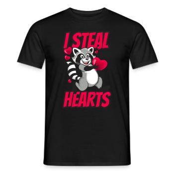 I Steal Hearts - raton laveur aime la Saint-Valentin - T-shirt homme - noir - Devant - AI Model Male 178 light (178cm)