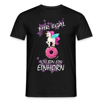 Einhorn : Mir egal ich bin ein Einhorn - Männer T-Shirt - Schwarz - Vorne - AI Model Male 178 light (178cm)