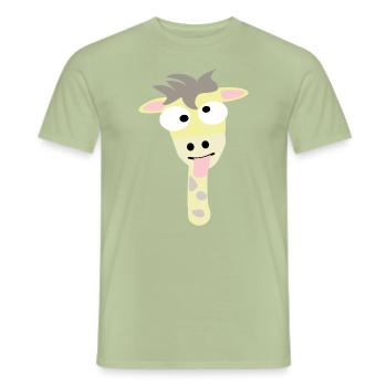 Crazy Giraffe Head - Men's T-Shirt - sage - Front - AI Model Male 178 light (178cm)