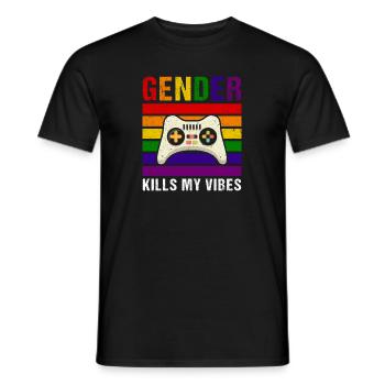Gender kills my vibes,Gender - Men's T-Shirt - black - Front - AI Model Male 178 light (178cm)