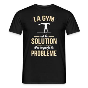 La gym est la solution peu importe le problème - T-shirt homme - noir - Devant - AI Model Male 178 light (178cm)