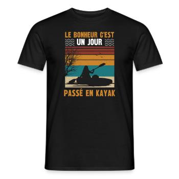le bonheur c'est un jour passé en kayak - T-shirt homme - noir - Devant - AI Model Male 178 light (178cm)
