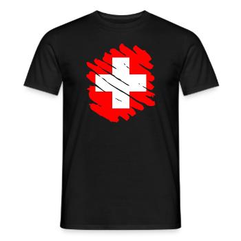 Drapeau de la Suisse Vintage Cross Used Look Suisse - T-shirt homme - noir - Devant - AI Model Male 178 light (178cm)