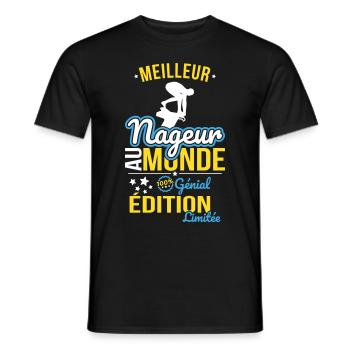 Weltbester Schwimmer - 100% genial - Männer T-Shirt - Schwarz - Vorne - AI Model Male 178 light (178cm)
