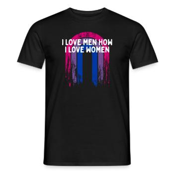 I Love Men How I Love Women Bisexual LGBTQ Bi - Männer T-Shirt - Schwarz - Vorne - AI Model Male 178 light (178cm)