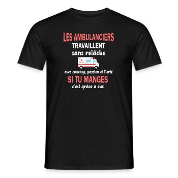 Les ambulanciers travaillent sans relâche - T-shirt homme - noir - Devant - AI Model Male 178 light (178cm)