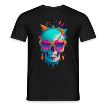 Illustration de crâne de Pop Art - T-shirt homme - noir - Devant - AI Model Male 178 light (178cm)