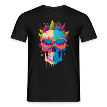 Illustration du crâne avec feuilles de plante - T-shirt homme - noir - Devant - AI Model Male 178 light (178cm)