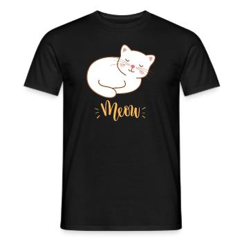 Cute Kawaii Funny Cat Saying Meow - Men's T-Shirt - black - Front - AI Model Male 178 light (178cm)