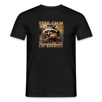 keep calm eat burgers,waschbär,burger,fast food - Männer T-Shirt - Schwarz - Vorne - AI Model Male 178 light (178cm)