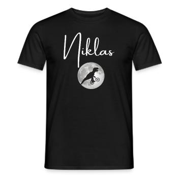 NIKLAS - Schöner Jungen Name mit Dinosaurier - Männer T-Shirt - Schwarz - Vorne - AI Model Male 178 light (178cm)