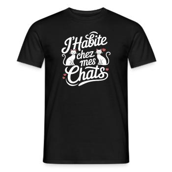 J'habite chez mes chats - T-shirt homme - noir - Devant - AI Model Male 178 light (178cm)