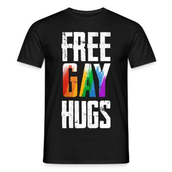 Free Gay Hugs LGBTQ Pride CSD - Men's T-Shirt - black - Front - AI Model Male 178 light (178cm)