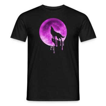 t-shirt de loup pleine lune - T-shirt homme - noir - Devant - AI Model Male 178 light (178cm)