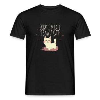 Sorry, ich bin spät, ich sah eine Katze - Männer T-Shirt - Schwarz - Vorne - AI Model Male 178 light (178cm)