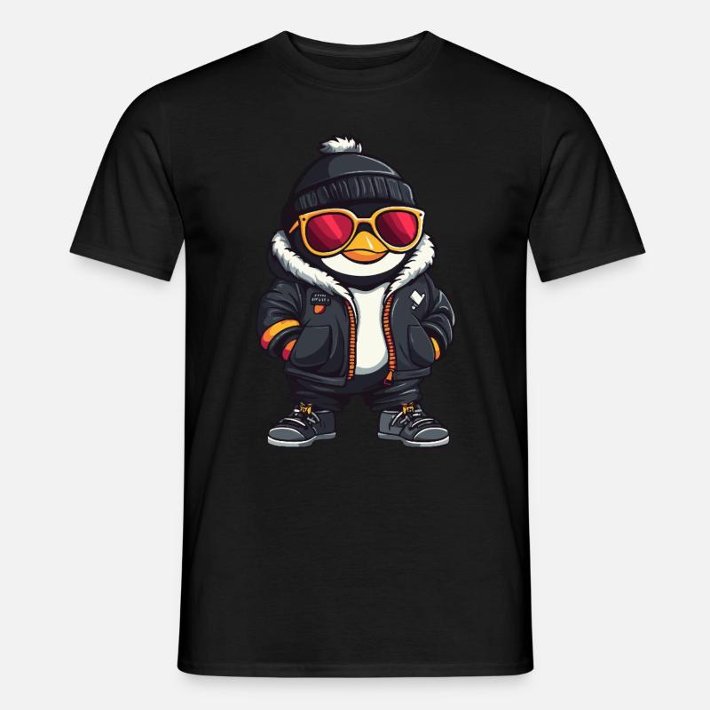 Pinguin Cool Comic - Männer T-Shirt - Schwarz