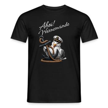 Ahoi Warnemünde ! Lustige Möwe mit Anker - Männer T-Shirt - Schwarz - Vorne - AI Model Male 178 light (178cm)