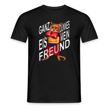 Boxer Katze neu, ganz dünnes Eis mein Freund - Männer T-Shirt - Schwarz - Vorne - AI Model Male 178 light (178cm)
