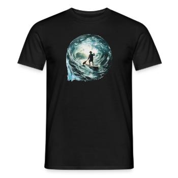 SUP Stand Up Paddle Watersport Lake Bestseller - Heren T-shirt - zwart - Voor - AI Model Male 178 light (178cm)