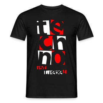 Techno - Techno music - techno c’est l’amour ( blanc ) - T-shirt homme - noir - Devant - AI Model Male 178 light (178cm)