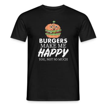 Les hamburgers me rendent heureux - T-shirt homme - noir - Devant - AI Model Male 178 light (178cm)