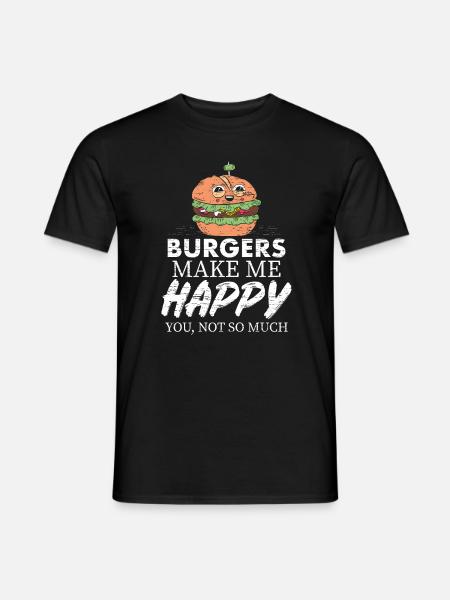 Burger machen mich glücklich - Männer T-Shirt - Schwarz