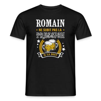 Romain bière romain cadeau Romainc fêtes - T-shirt homme - noir - Devant - AI Model Male 178 light (178cm)