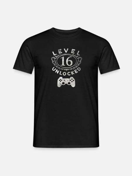 Level 16 Ontgrendeld videogames 16e verjaardagscadeau - Heren T-shirt - zwart