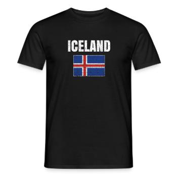 Iceland Flag Vintage National Icelandic Country - Men's T-Shirt - black - Front - AI Model Male 178 light (178cm)