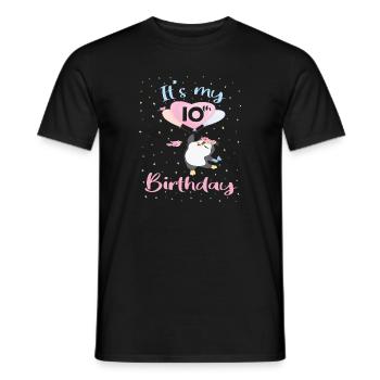 C'est mon 10e anniversaire Penguin Girl 10 ans - T-shirt homme - noir - Devant - AI Model Male 178 light (178cm)