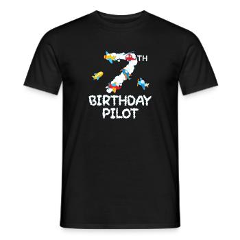 Pilote 7e anniversaire Aviator 7 ans Kid Bday - T-shirt homme - noir - Devant - AI Model Male 178 light (178cm)