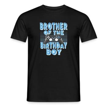 Brother Of The Birthday Gamer Boy Bday Party - Men's T-Shirt - black - Front - AI Model Male 178 light (178cm)