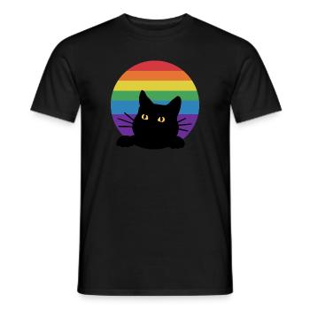 Chat arc-en-ciel - T-shirt homme - noir - Devant - AI Model Male 178 light (178cm)