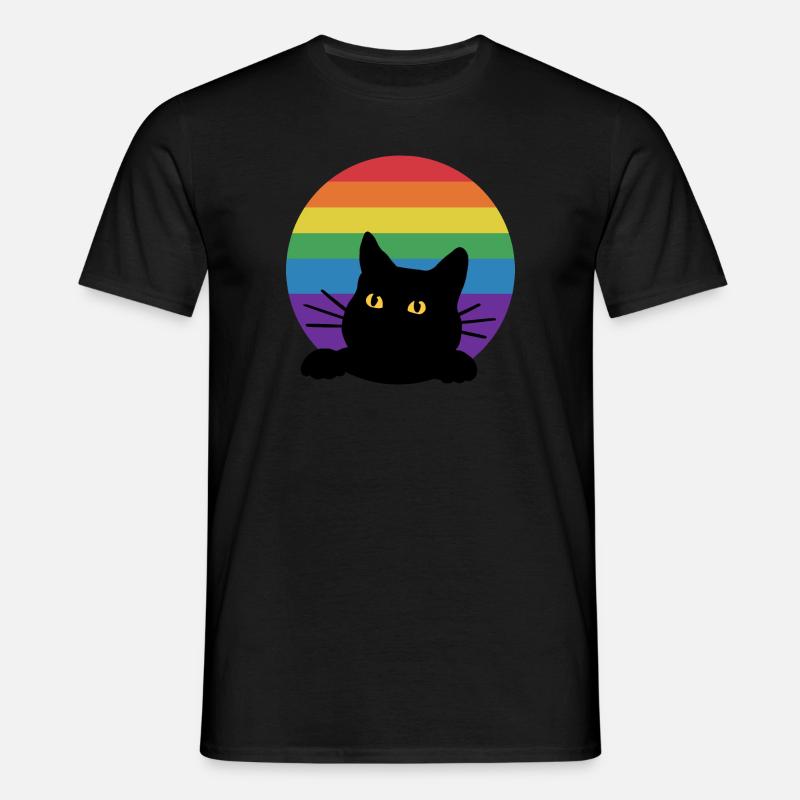 Regnbue kat - T-shirt til herrer - sort