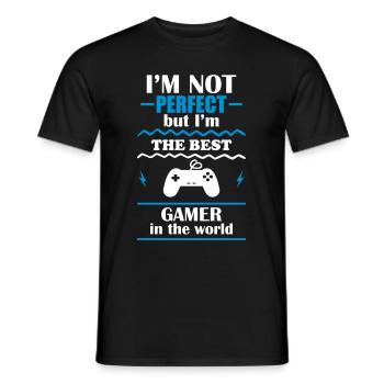 Not perfect, but the best gamer in the world - Men's T-Shirt - black - Front - AI Model Male 178 light (178cm)