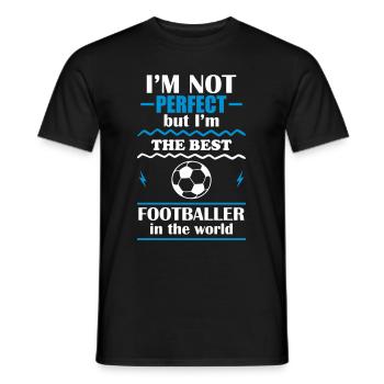 Not perfect, but the best football player - Men's T-Shirt - black - Front - AI Model Male 178 light (178cm)